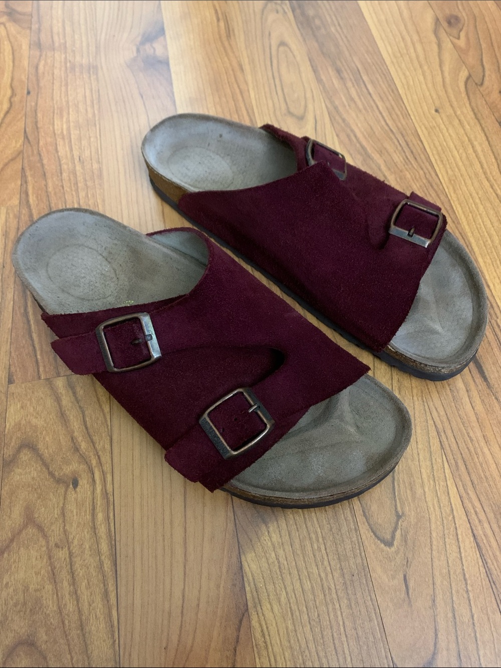 🍒 Custom Dyed Burgundy Suede Birkenstock Zurich • Size 10 ~ 41